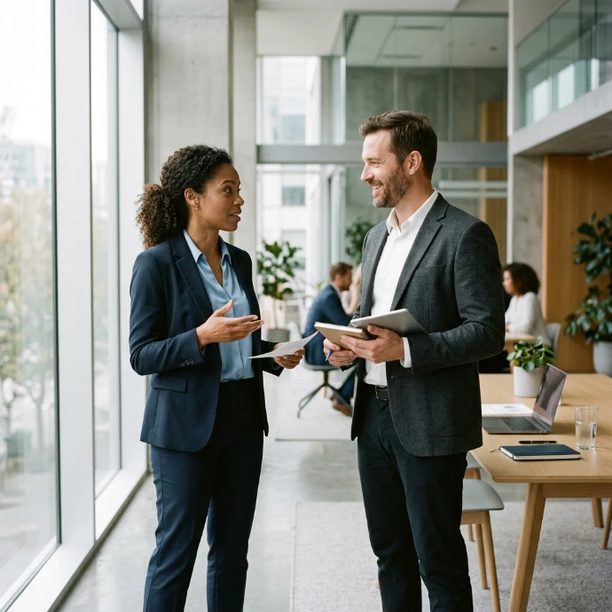 AI Generated Professionals in modern office discussion
