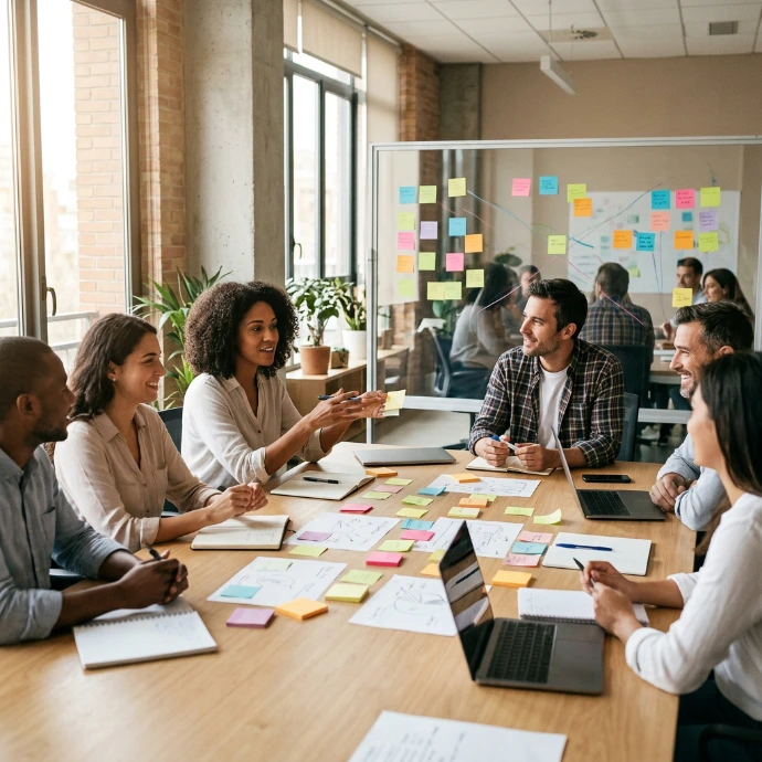 AI Generated Atelier de travail collaboratif en équipe dynamique
